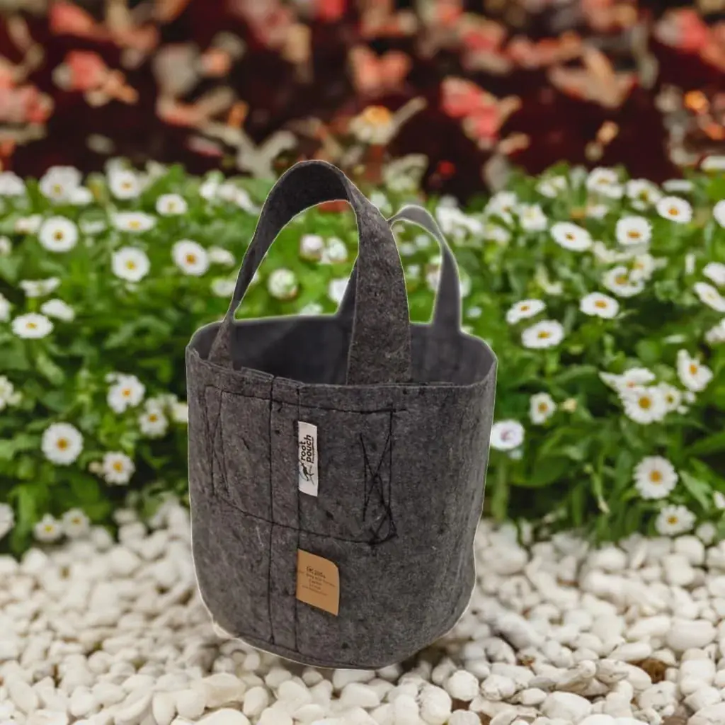 Root Pouch grey fabric pot image 2